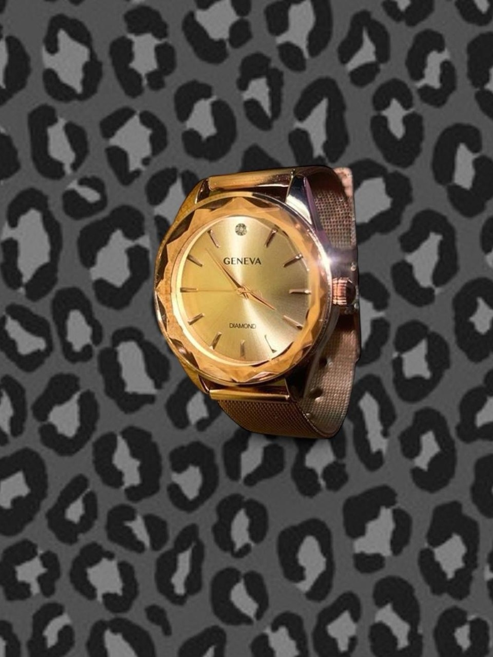 Geneva Gold-Tone Mesh Band Dress Watch